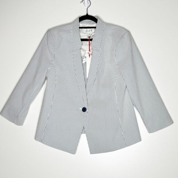NEW Elle Vibrant Voyage Striped Nautical Blazer Women's Size 12 - Picture 1 of 8
